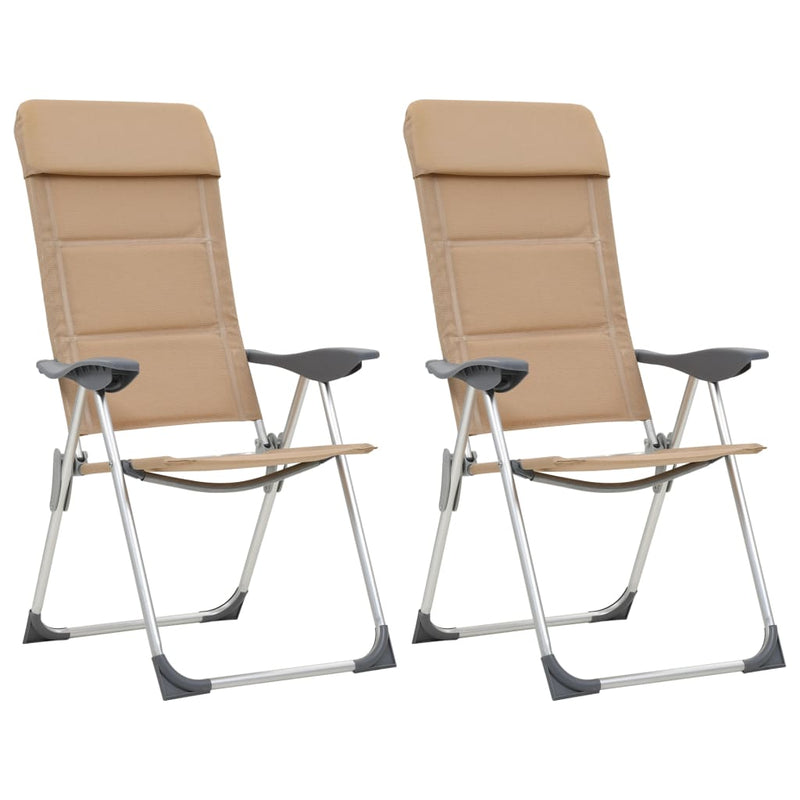 Load image into Gallery viewer, VidaXL Campingstoelen 2 st 58x69x111 cm aluminium crème