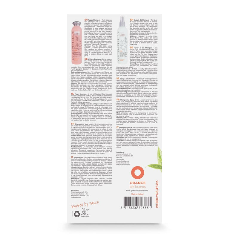 Load image into Gallery viewer, Greenfields Greenfields Puppyverzorgingsset shampoo en spray 2 x 250 ml
