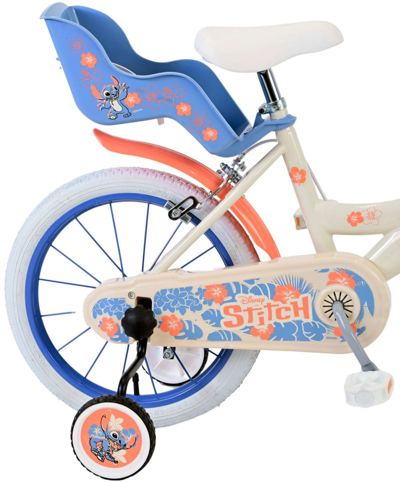 Load image into Gallery viewer, Stitch Stitch Kinderfiets Meisjes 16 inch Creme Koraal Blauw Twee handremmen