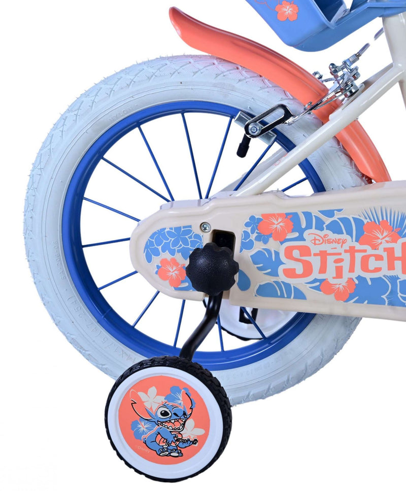 Load image into Gallery viewer, Stitch Stitch Kinderfiets Meisjes 14 inch Creme Koraal Blauw Twee handremmen