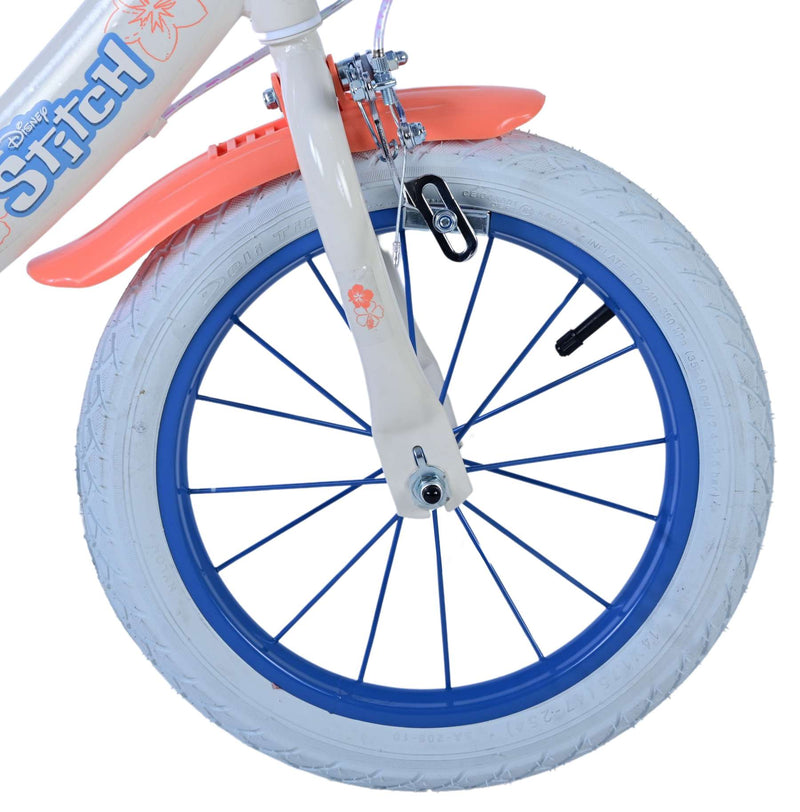 Load image into Gallery viewer, Stitch Stitch Kinderfiets Meisjes 14 inch Creme Koraal Blauw Twee handremmen