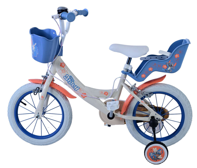 Load image into Gallery viewer, Stitch Stitch Kinderfiets Meisjes 14 inch Creme Koraal Blauw Twee handremmen