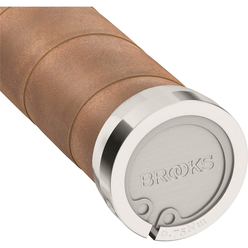 Load image into Gallery viewer, Brooks Handvatten Slender Leather grips 100 130mm aged