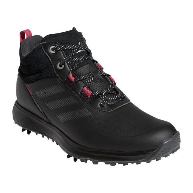 Load image into Gallery viewer, Adidas Golfschoenen S2G MID-Cut dames leer zwart roze mt 36 2 3