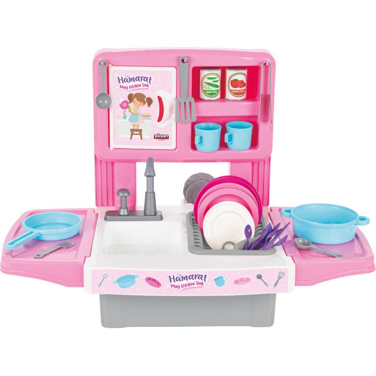 Load image into Gallery viewer, Pilsan Hamarat speelgoedkeuken met waterkraan roze 39-delig