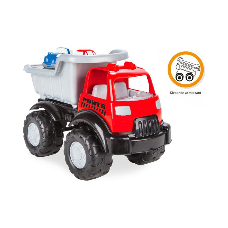 Load image into Gallery viewer, Pilsan Vrachtwagen met autootjes rood zilver 3-delig