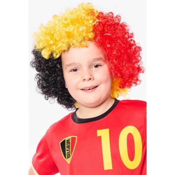 Load image into Gallery viewer, België Tricolore Belgium WK supporterspruik zwart geel rood