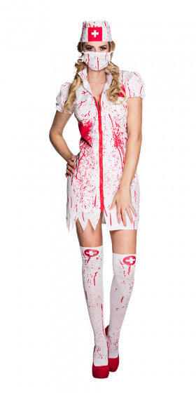Load image into Gallery viewer, Boland Horror nurse kostuum dames wit rood maat 44 46 (L)