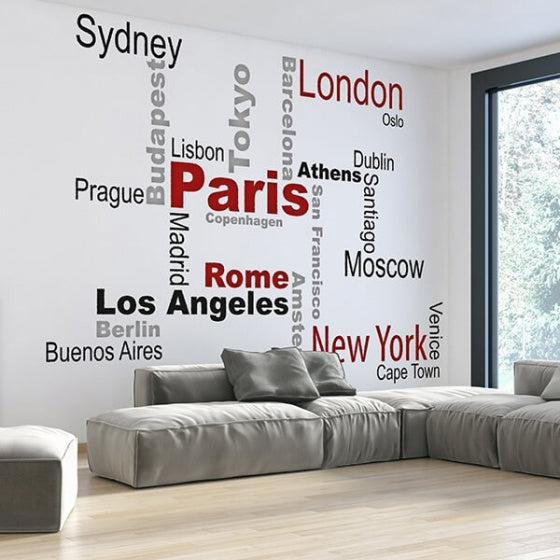 Load image into Gallery viewer, Crearreda Muursticker Cities 290 x 220 cm vinyl zwart 21-delig
