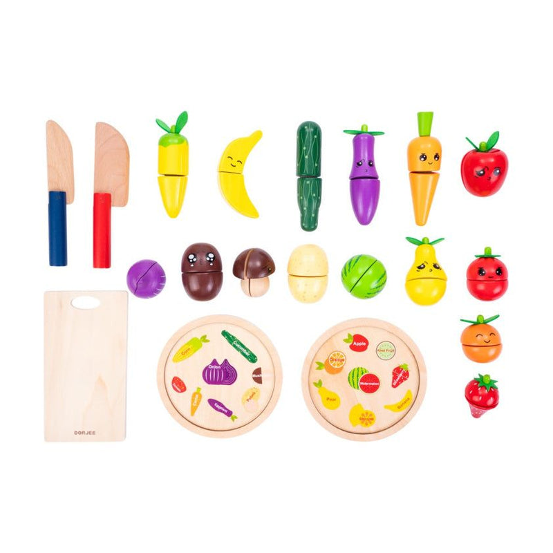 Load image into Gallery viewer, Dorjee Speelgoed snijset hout Groente en Fruit