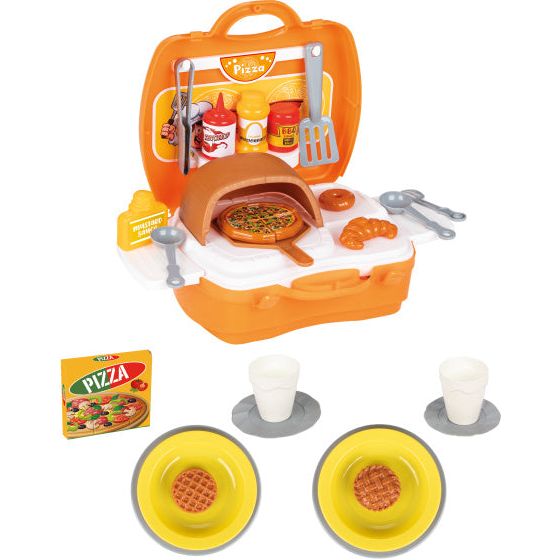 Load image into Gallery viewer, Pilsan Speelgoed pizzaset oranje 35-delig