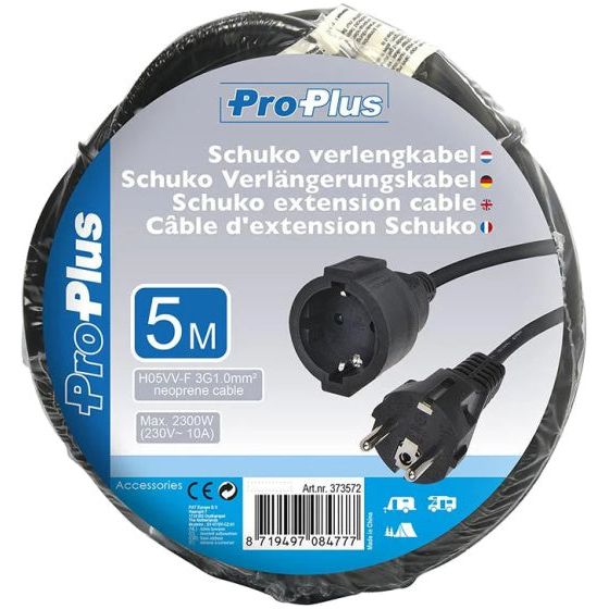 Load image into Gallery viewer, Proplus Verlengkabel Schuko 5 meter 3x1,0mm² zwart