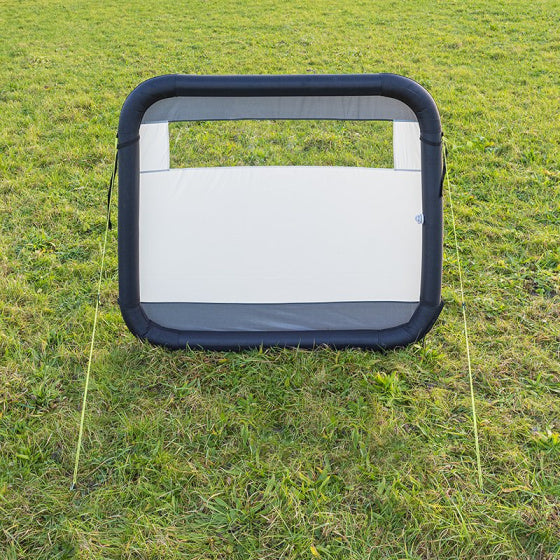 Load image into Gallery viewer, Proplus Windscherm opblaasbaar 160 x 140 cm lichtgrijs zwart