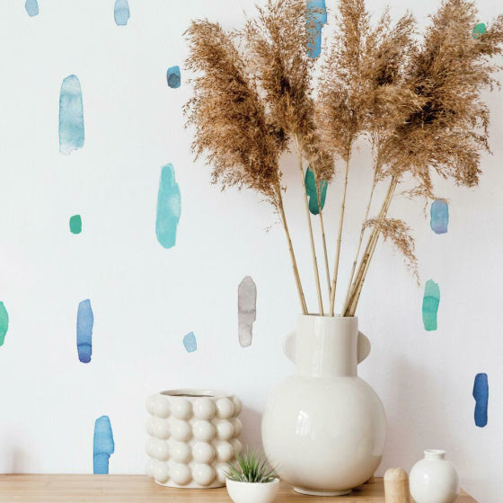 Load image into Gallery viewer, Roommates Muursticker Cool Watercolour Swatch vinyl 96-delig
