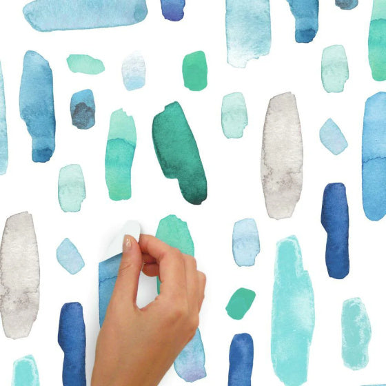Load image into Gallery viewer, Roommates Muursticker Cool Watercolour Swatch vinyl 96-delig