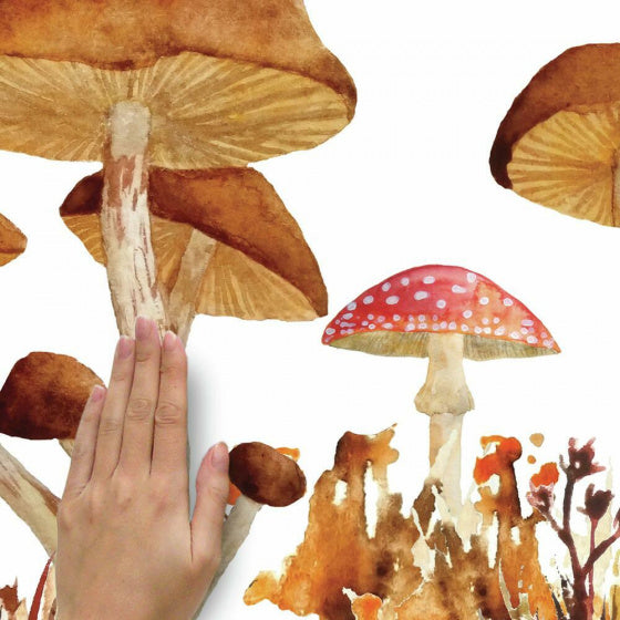 Load image into Gallery viewer, Roommates Muursticker Mushroom junior 83,51 x 127 cm bruin