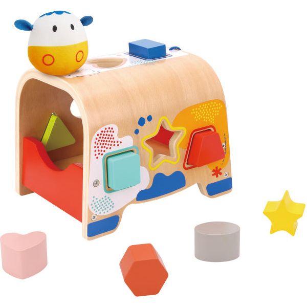 Load image into Gallery viewer, Tooky toy Houten Vormenstoof Koe 12 maanden 9-delig