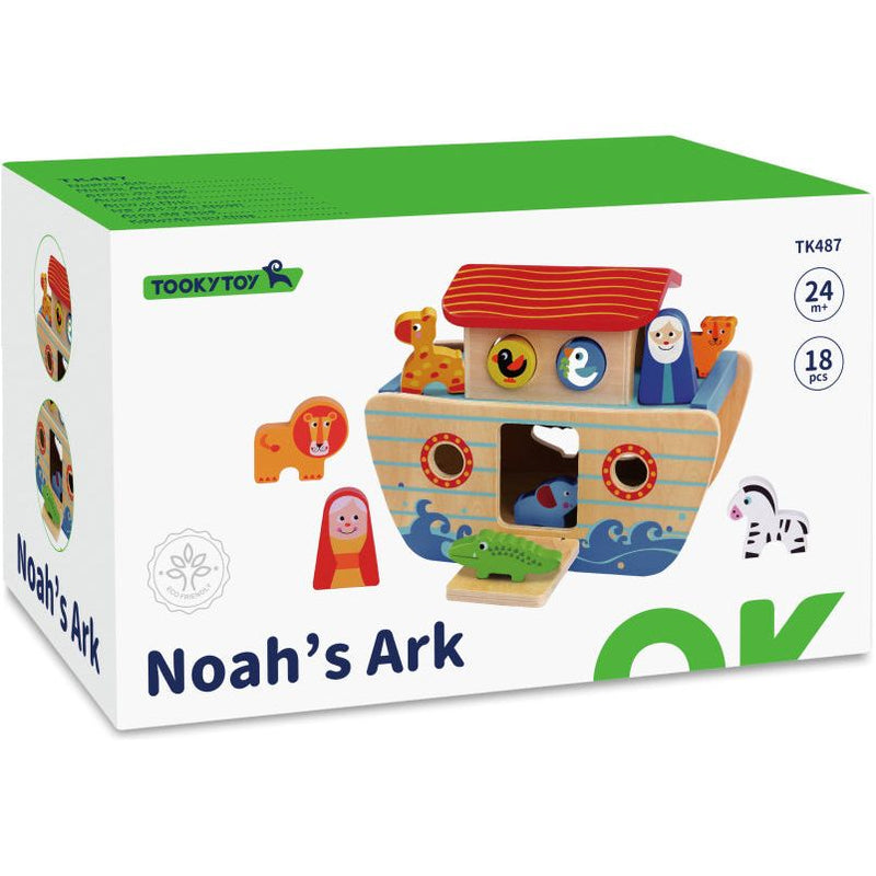 Load image into Gallery viewer, Tooky toy Noah's Ark Houten Vormenboot 24 maanden 18-delig