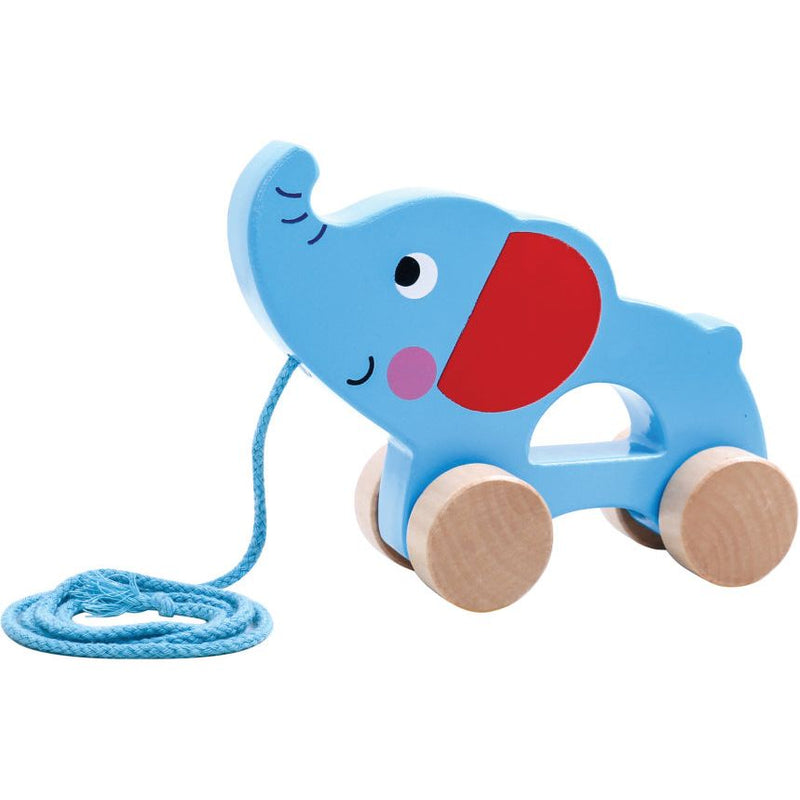 Load image into Gallery viewer, Tooky toy Olifant Houten Trekfiguur 18 maanden Blauw