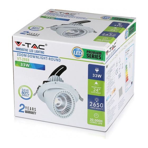 Load image into Gallery viewer, V-tac Inbouwspot VT-2933 led 2650 lumen 16,5 cm aluminium wit