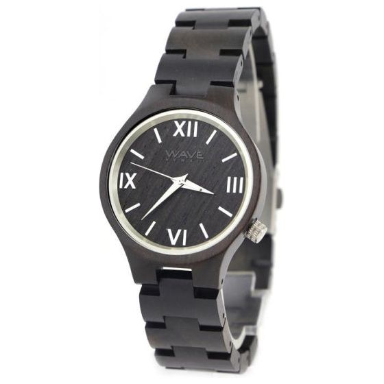 Load image into Gallery viewer, Wave hawaii Horloge Citizen Miyota dames 3,5 cm hout zwart