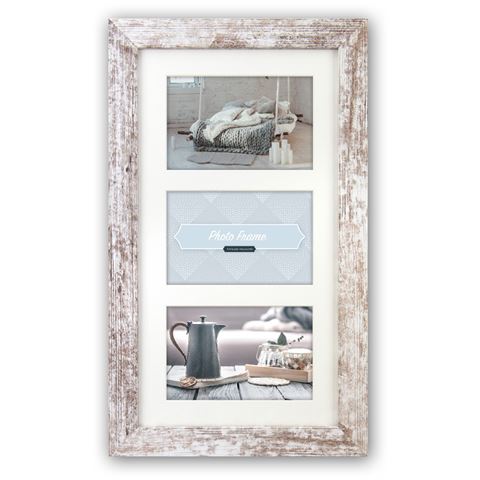 Load image into Gallery viewer, Zep fotolijst v23136 nelson 6 3q white wash voor 3 foto's