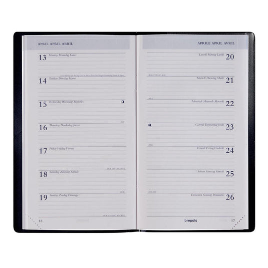 Brepols agenda breplan genova zwart 2026 9,2x16cm
