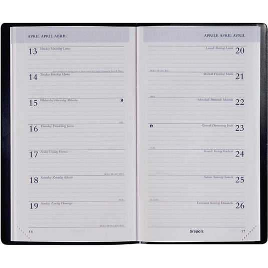 Brepols agenda breplan genova zwart 2026 9,2x16cm