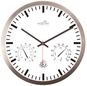 Nextime ne-90513wi wandklok + weerstation 25cm wit rc aluminium