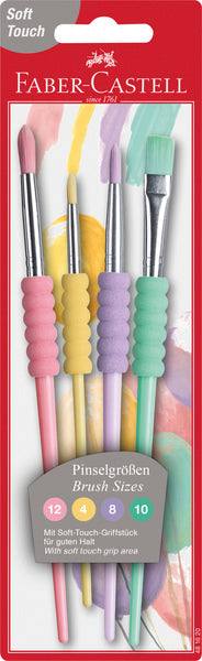 Faber-castell faber castell fc-481620 penselenset soft touch 4 stuks pastel kleuren