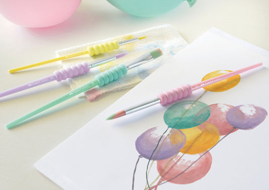 Faber-castell faber castell fc-481620 penselenset soft touch 4 stuks pastel kleuren