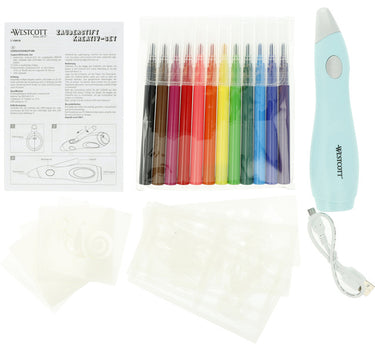Westcott airbrush - set inclusief 12 stiften en 36 sjablonen - ac-e16800