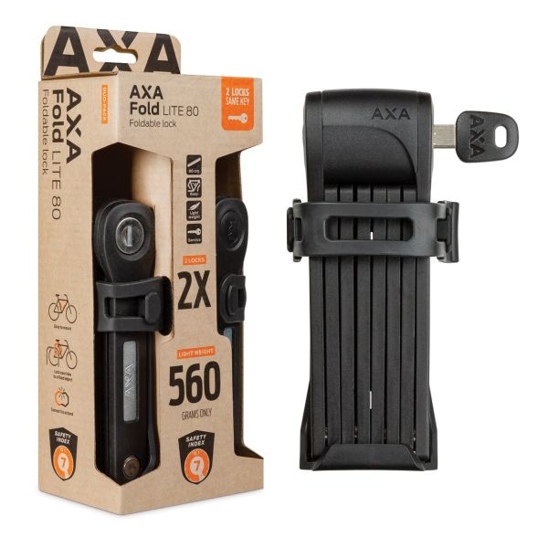 Load image into Gallery viewer, Axa vouwslot fold 80 lite duo pack met gelijksluitende sleutels - zwart

