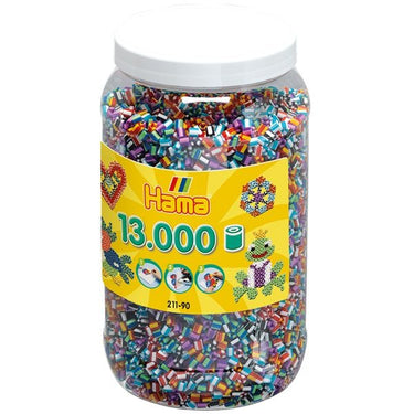 Hama midi strijkkralen in pot - gestreept (090), 13.000st.