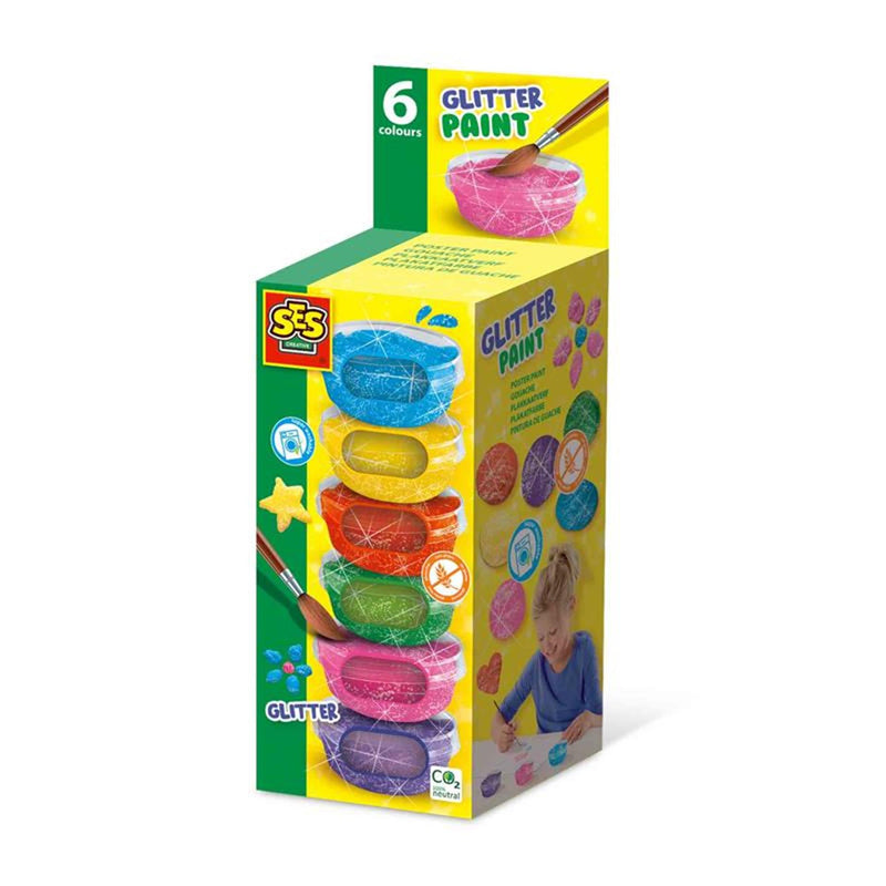 Load image into Gallery viewer, Ses plakkaatverf glitter (6x45ml)
