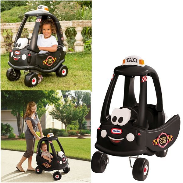 Load image into Gallery viewer, Little tikes cozy coupe zwarte taxi loopauto

