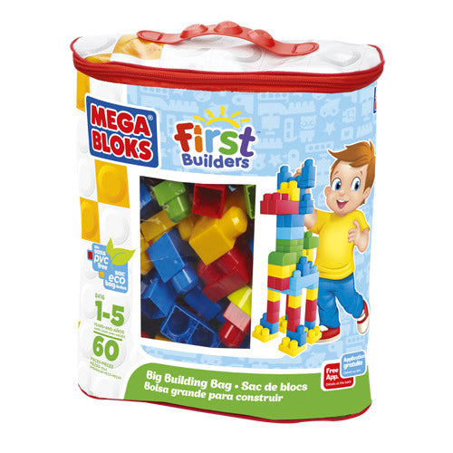 Mega bloks grote bouwtas - 60 blokken - classic bouwstenen voor 1+ jaar