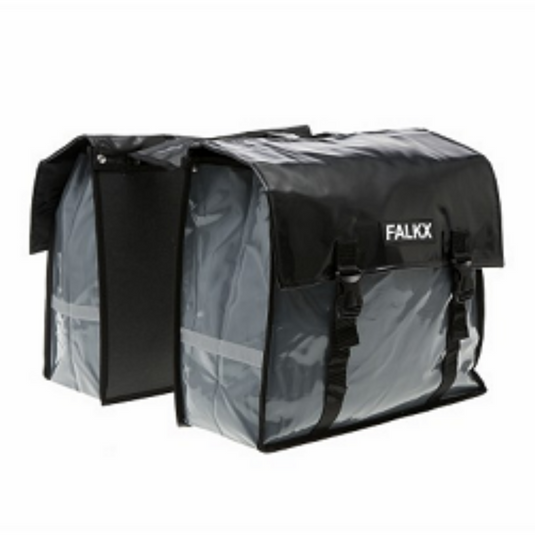 Falkx silver bull tas dubbel bisonyl fietstas 45l grijs zwart