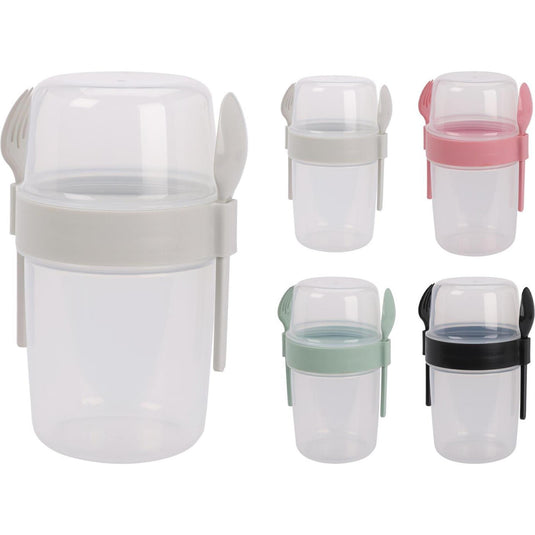 Excellent houseware saladebeker kunststof met bestek 1100ml
