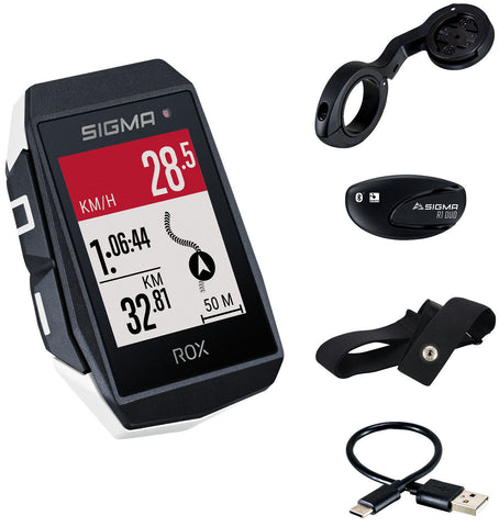 Sigma fietscomputer Rox 11.1 Evo GPS HR top mount set wit