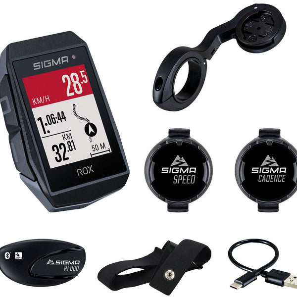 Sigma rox 11.1 evo gps hr + cad snelh set + sb gps+ant+ ble riem+usb-c