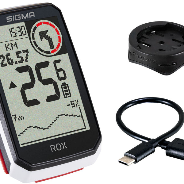 Sigma ROX 4.0 GPS White stuurhouder USB-C oplaadkabel