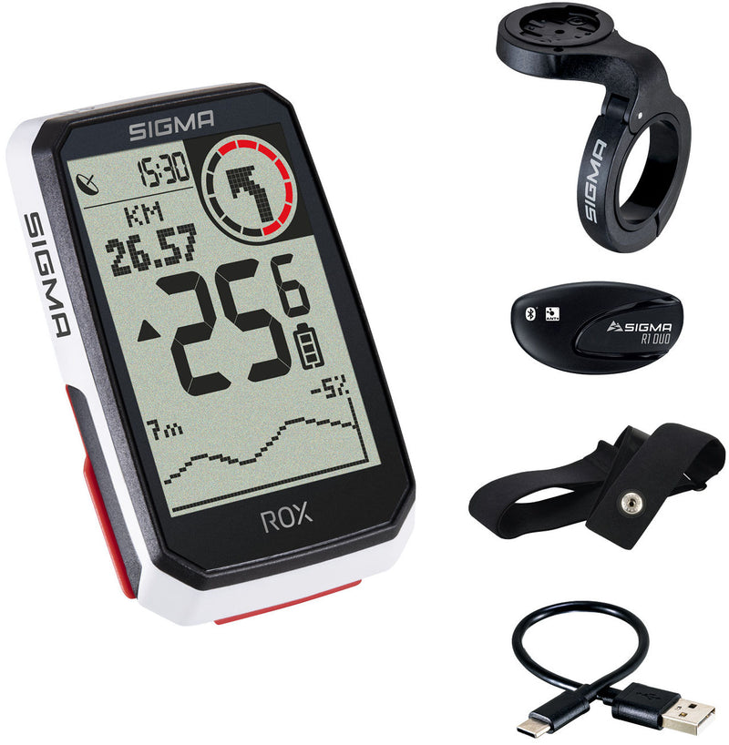 Load image into Gallery viewer, Sigma rox 4.0 gps zw wit hr stuurhouder + ant + ble borstriem
