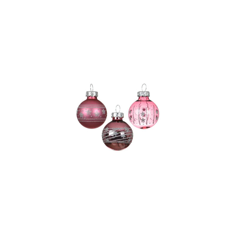 Chargez l'image dans la visionneuse de la galerie, Decoris kerstballen glas roze ã˜3cm mix transparent shiny matt koker a 9 stuks
