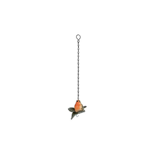 Sculptuur bird hanger bruin rood polystone 13x11x42cm