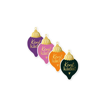 Kassaplan cadeau sticker kerst 40mm 250st wit goud
