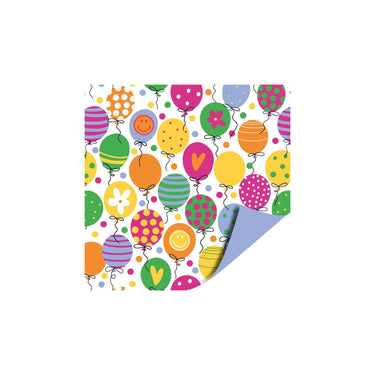 Kassaplan coated cadeaupapier dubbelzijdig 50cm 100m - ballonnen blauw