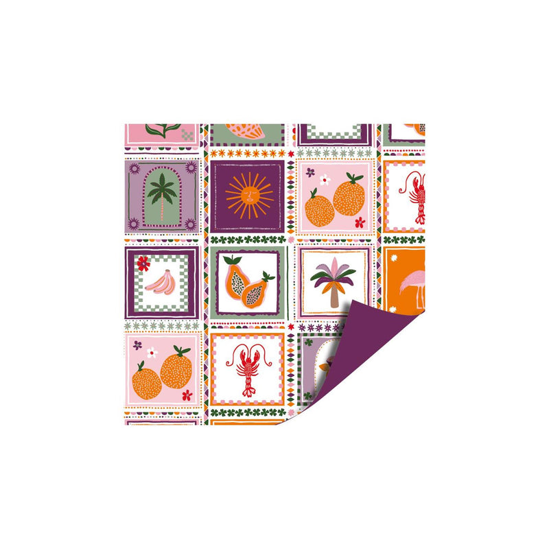 Afbeelding laden in galerijviewer, Kassaplan coated cadeaupapier dubbelzijdig 50cm 100m - bohemian summer paars
