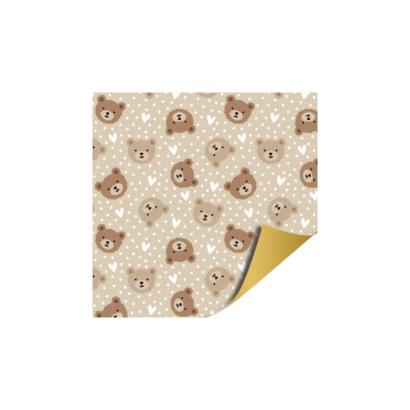 Chargez l'image dans la visionneuse de la galerie, Kassaplan coated cadeaupapier dubbelzijdig 50cm 100m little bear beige goud
