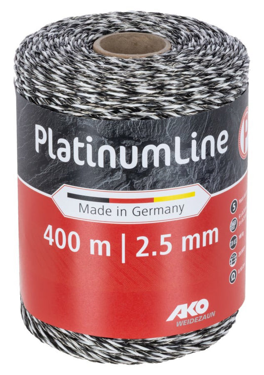 Ako producten platinumline afrasteringskoord 2 5mm 400m wit zwart
